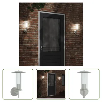 Zdjęcie produktu dla The Living Store Zewnętrzna lampa ścienna srebrna stal nierdzewna
