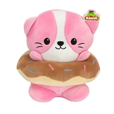 Produktbild von Kawaii Plüsch Katze mit Donut Pink Plüschtier Stofftier Kinder