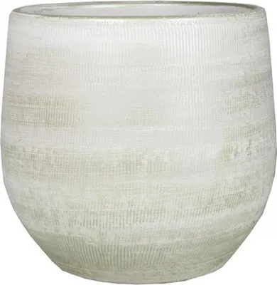Produktbild von INNA-Glas Keramiktopf Delta mit Rillen, hellgrau-weiß, 33cm, Ø36cm - Pflanzentopf