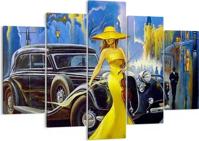 Produktbild von Bild auf Leinwand - Leinwandbild - frau retro stil - 150x100cm - Wand Bild - Wanddeko - Wandbilder - Leinwanddruck - Bilder - Kunstdruck - Wanddekoration - Leinwand bilder - Wandkunst - EA150x100-3449