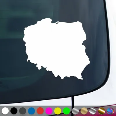 Produktbild von PantherPixel Polen Aufkleber Umriss Karte Kontur Polska Sticker Auto Geschenkidee Farbe Weiss