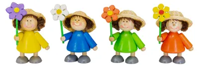 Produktbild von Holzwaren Egermann 4 Figuren aus Holz - Mädchen mit Blume - ca. 6cm - Dekoration für Ihr Zuhause - aus dem Erzgebirge