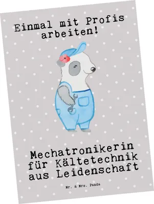 Produktbild von Mr. & Mrs. Panda Postkarte Mechatronikerin für Kältetechnik Leidenschaft - Grau Pastell - Geschenk, Spruch, Ansichtskarte, Ansichtskarten, Postkarten, Gesellenprüfung