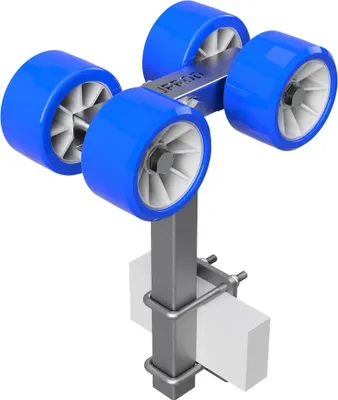 Zdjęcie produktu dla 4-krotny Rolki uruchomienie wózka przyczepa do łodzi opony TPU SUPROD RKSRLX-4-TPU, Ø 120 mm, niebieski/szary