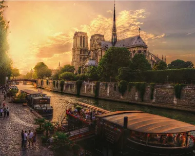 Image de Pyramid International - Impression sur toile "Cathedrale Notre-Dame De Paris" PM6323 (50 cm x 40 cm) (Vert/Jaune)