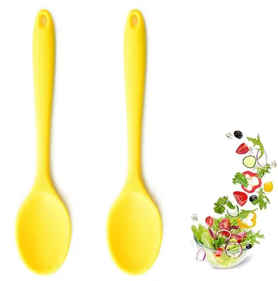 Obrázek produktu pro 2 silikonové vařecí lžíce, žáruvzdorné, hygienický design, míchací lžíce