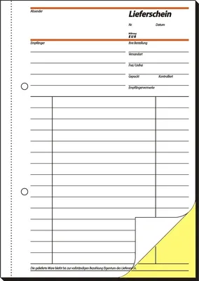 Produktbild von Formularbuch Lieferschein A5 selbstdurchschreibend VE=10x2x40 Blatt