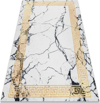 Produktbild von ANDRE 1126 Waschteppich Marmor, griechisch Anti-Rutsch - weiß / gold Gelb 160x220 cm