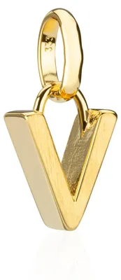 Productafbeelding van Halskettingbedel, letter V, klein, 333 geelgoud, 8,7 mm, mat, alfabet