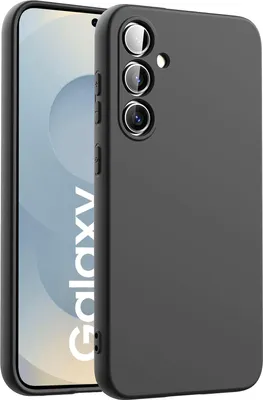 A black phone case is shown next to a smartphone.