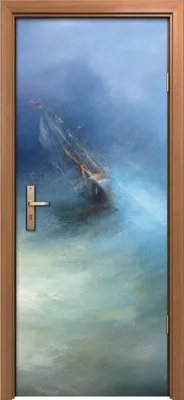 Produktbild von Türposter 80x200 cm Türaufkleber Türtapete Türfolie Klebefolie Meer landschaft Sturm Boot Ozean