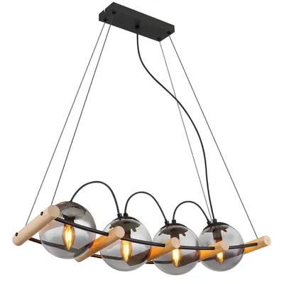 Produktbild von Pendelleuchte, Metall, Schwarz-matt, Glas Rauchfarben, 75cm