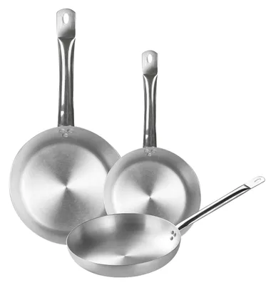 3 tiefe Aluminiumtöpfe mit Stahlgriff, Ø 20-24-28 cm