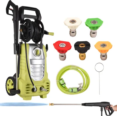 Produktbild von Elektrischer Hochdruckreiniger 2000 W 2393 max. PSI Hochdruck-Hochdruckreiniger mit 5 Duesen / 33 Fuss Schlauch / 16,4 Fuss Netzkabel, ideal fuer Haeuser/Autos/Einfahrten/Terrassen/Bodenreinigung