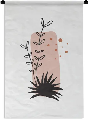 Produktbild von MuchoWow® Wandteppich Wandbehang Pflanzen - Blätter - Abstrakt - Botanisch 90x135 cm Tapisserie Dekoration Wandtuch - Baumwolle - Wandskulptur
