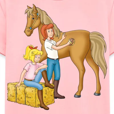 Produktbild von Spreadshirt Bibi Und Tina Striegeln Hengst Amadeus Kinder Premium T-Shirt, 110/116 (4 Jahre), Rosa