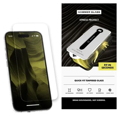 Produktbild von Gehärtetes Glas mit Applikator für iPhone 16 Pro Max, Hammer Glass XPress Protect
