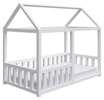 Produktbild von Masseno Kinderbett TAMI 80x160 cm mit Rausfallschutz, Einzelbett für Mädchen und Jungs,Weiß