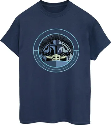 Image de T-shirt pour femmes Star Wars - "The Mandalorian, prêt pour l'aventure" - BI45913 (Taille S) (Bleu marine)