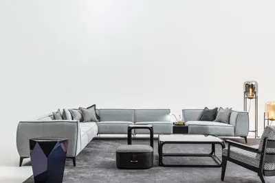 Zdjęcie produktu dla Narożnik sofa kanapa tapicerowana meble w kształcie litery U salon z fotelem szare kanapy