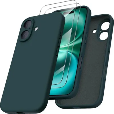 Produktbild von ORNARTO iPhone 16 Hülle Kameraschutz Schutzfolien 6.1 Zoll Silikon Olivgrün