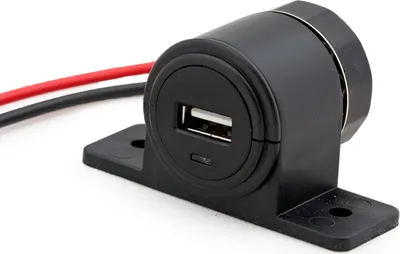 Produktbild von USB Ladedose Aufbaubuchse zum Einbau, aus ABS Kunststoff mit Kabellänge 18 cm
