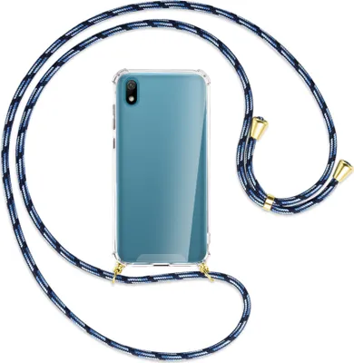 Produktbild von Handykette Backcover-Schutzhülle mit Band (Metall goldfarben) für Huawei Y5 2019 - Blautöne