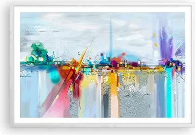 Produktbild von Gerahmtes Poster - Weißer Rahmen - Abstraktion modern - 91,5x61 cm - Wand Bild - Wanddeko - Wandbilder - Kunstposter - Wandposter - Bilderrahmen - Bilder - Kunstdruck - Wandbild - P2WAA91x61-4028