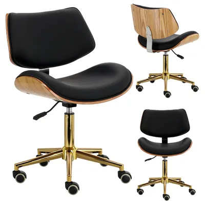 Image de Tabouret cosmétique avec dossier tabouret de coiffure tabouret chaise pivotant rond réglable noir