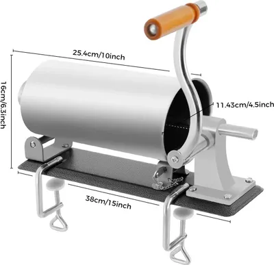 Produktbild von Wurstfüller - Manuell horizontal - 3 l Kapazität - Edelstahl - 4 Fülltüllen 17–29 mm - Handkurbel - Tischklemme