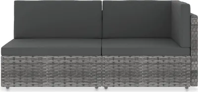 Produktbild von vidaXL Modulares 2-Sitzer-Sofa Poly Rattan Grau