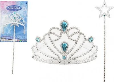 Produktbild von Beauty-Set für Prinzessinnen Plastikkrone + Zauberstab 34cm