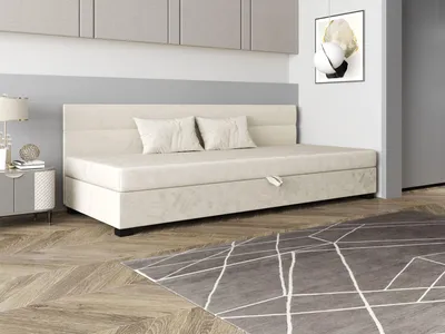 Obrázok produktu pre Jednolôžková čalúnená posteľ 90x195 NALINDA BIZ 1 - ecru