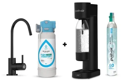 Zdjęcie produktu dla PushAir saturator nabój butelka + Flow Comfort DC10 kran Alto czarny