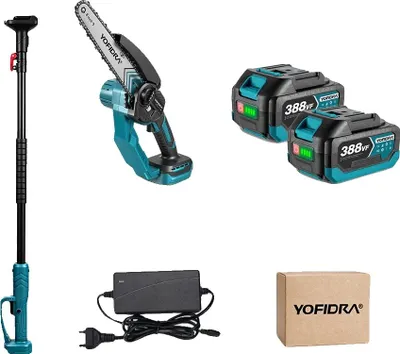 Obrázek produktu pro Elektrická řetězová pila, bezkartáčový motor, teleskopická tyč, sada 2 baterií
