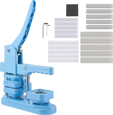 Obrázek produktu pro SucceBuy Button Machine Badge Punch Press 50 x 50 mm čtvercový lis na odznaky s pocínovanými předními plášti, magnetickými zadními stranami a ergonomickou rukojetí, DIY badge press modrý