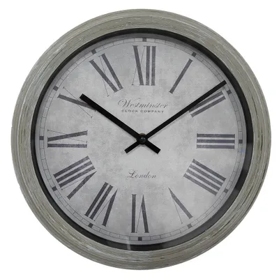Produktbild von Clayre & Eef Wanduhr Ø 30x4 cm Grau Kunststoff Glas