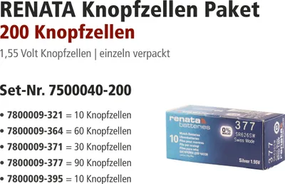 Produktbild von Renata Aktionspakete, 321, 364, 371, 377, 395 sortiert