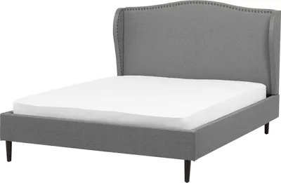 Obrázok produktu pre BELIANI Posteľ sivá 140 x 200 cm čalúnený rám postele s čelom a roštom dvojlôžková klasický dizajn