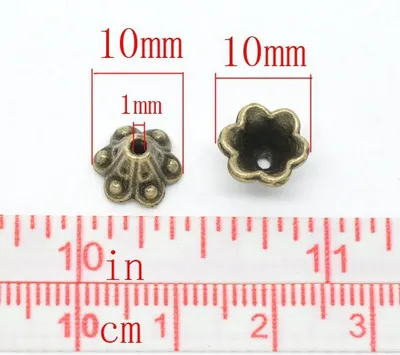 Produktbild von 10 Perlenkappen, Zierperlen, Zwischenelemente, Glöckchen, 5x10mm, altmessing