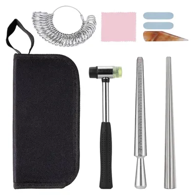 Produktbild von 9-teiliges Ringmaß-Set mit Metallmandrel und Werkzeug