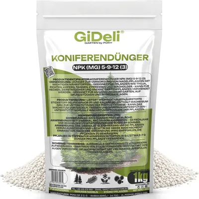 Produktbild von Koniferendünger 1kg NPK 5-9-12 Thuja Hecke Zypresse Nadelbäume Magnesium GiDeli