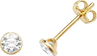 Produktbild von Klassische 9 Karat (375) Gold Damen - Paar Ohrstecker mit Zirkonia - 4mm*4mm; TRS27293