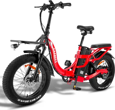 Obrázok produktu pre e bike elektrické bicykle 20 palcov, 30Ah batéria e bike muži, 4.0 tukové pneumatiky skladací bicykel e-bike, 65 N.m motor ebike ženy, Shimano 7s, nosnosť 150 kg červená