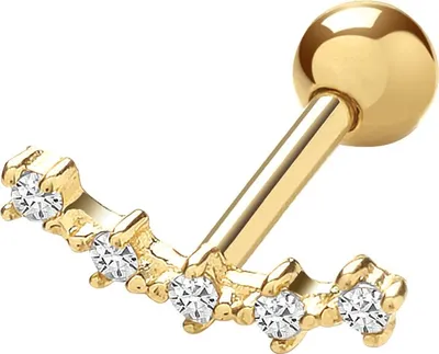 Produktbild von Elegante 9 Karat (375) Gold Damen - Einzel Knorpel Ohrstecker mit Zirkonia - 2mm*9mm; TRS26063