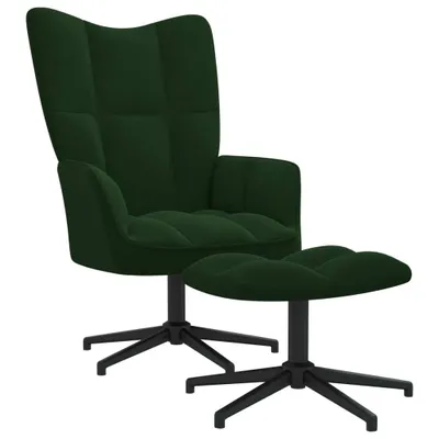 Produktbild von Relaxsessel mit Hocker Dunkelgrün Samt