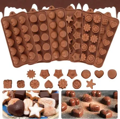 Immagine prodotto di Stampi in silicone per cioccolato - Stampi per cioccolato 3D - 6 pezzi - antiaderenti