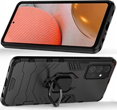Immagine prodotto di Anello Armatura Custodia ibrida corazzata + supporto magnetico Samsung Galaxy A72 4G Nero