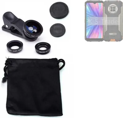 Produktbild von K-S-Trade Smartphone Kamera Linsen Set Kompatibel mit Doogee V31 GT 3in1 Clip-On Kamera Adapter Macro Weitwinkel FishEye Fischauge Objektiv Linse