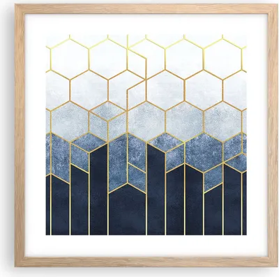 Produktbild von Gerahmtes Poster - Rahmen in heller Eiche - Abstraktion Figuren Geometrisch - 40x40 cm - Wand Bild - Wanddeko - Wandbilder - Kunstposter - Wandposter - Bilderrahmen - Bilder - P2NAC40x40-5135